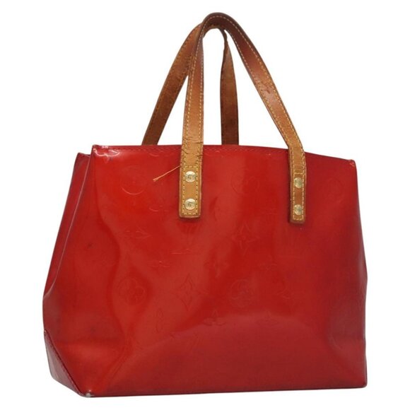 LOUIS VUITTON Monogram Vernis Reade PM Hand Bag Red Rouge M91088 LV Auth 104158 - Picture 1 of 16